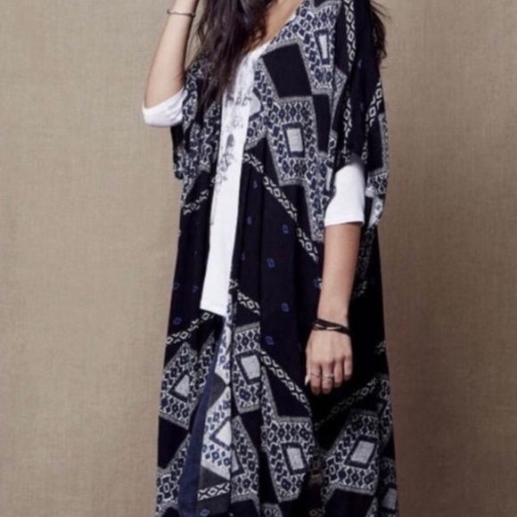 Aztec Boho Kimono Cardigan | Open Front Southwestern Drape | One Size - Picture 4 of 7